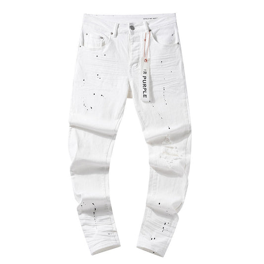 American High Street Hole & Patch Trendy Retro Straight Jeans