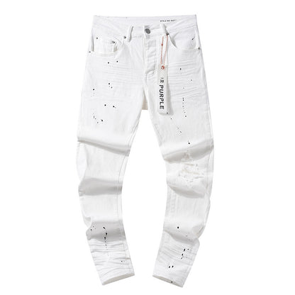 American High Street Hole &amp; Patch Trendy Retro Straight Jeans