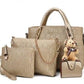 Modische Koreanische Damen-Handtasche – Präge-Design mit Vierteiligem Set