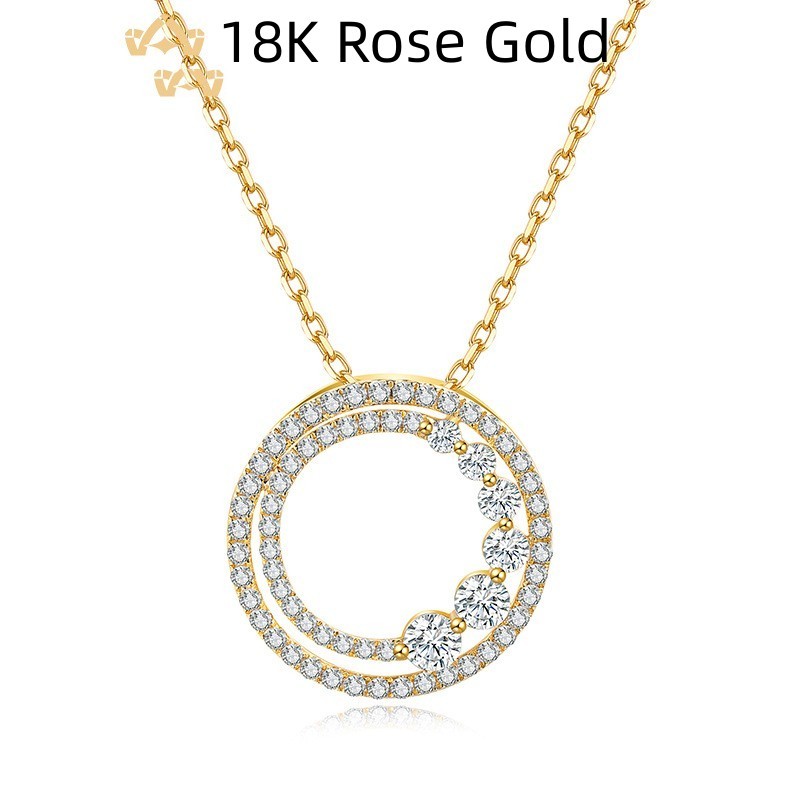 18K Gold Roségold Diamant-Halskette Rund