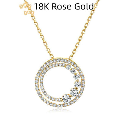 18K Gold Roségold Diamant-Halskette Rund