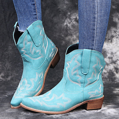Women's Cowboy Boots - Embroidered Western Wedge Boots