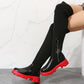 Botas Largas Zapatos de Invierno para Mujer Botas Altas hasta la Rodilla con Cremallera Lateral a la Moda