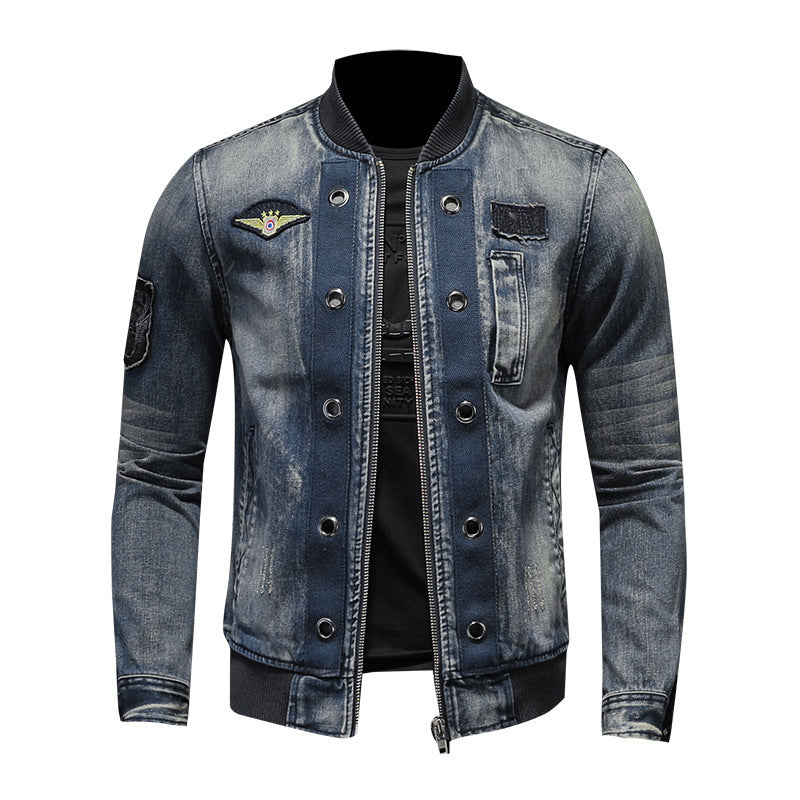 Stehkragen Herren-Fluganzug Denimjacke Herrenjacke