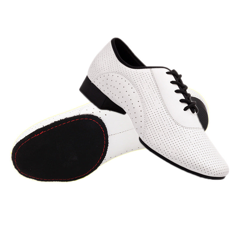 Herren-Lederschuhe für Modernen Tanz – Stilvolle Outdoor-Latin-Tanzschuhe mit Gummisohle