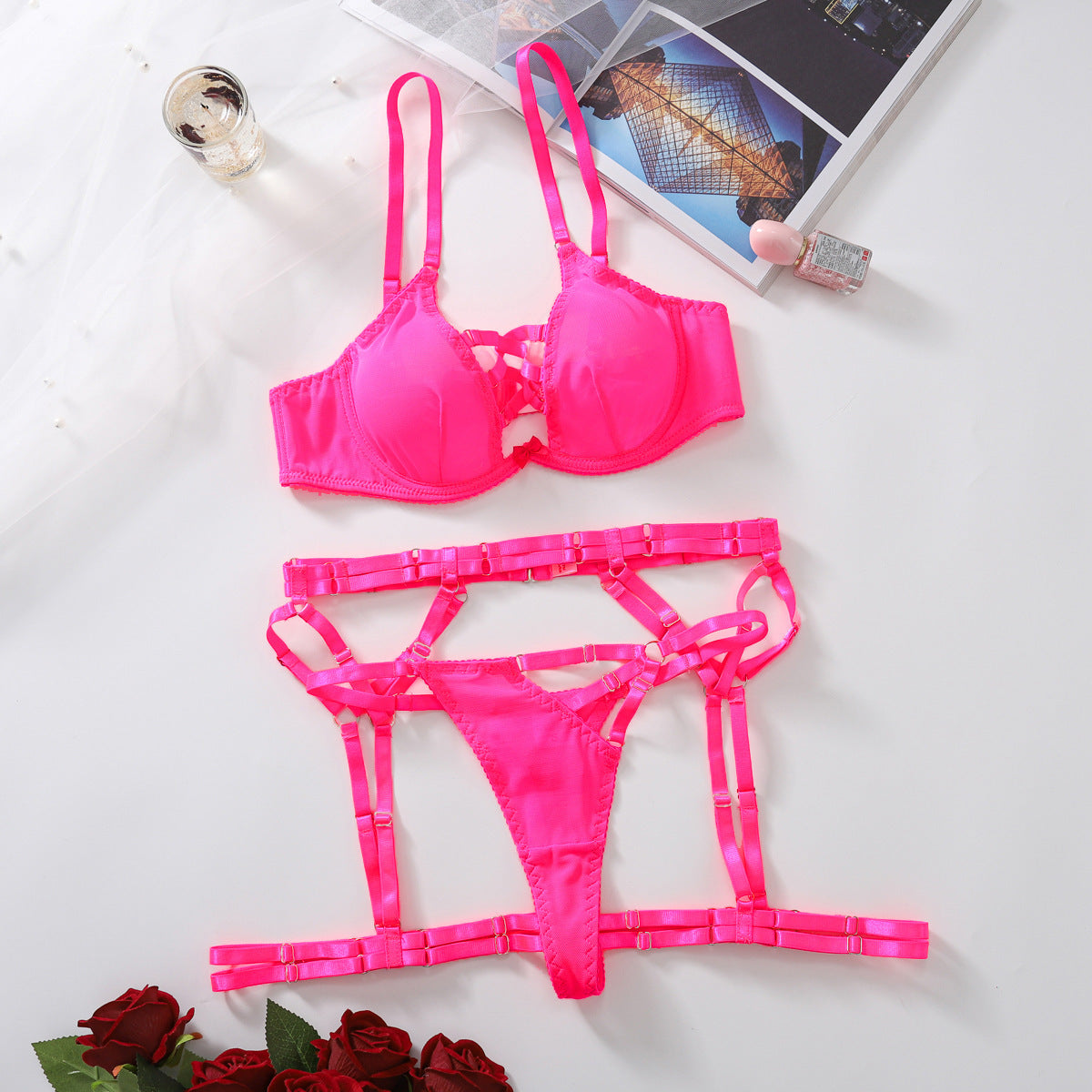 Unterwäsche Bra T-Back Set mit Trägern