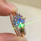 18K Gold Zwei-in-eins Mosanit Ring für Frauen