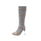 Women's Knee High Boots - Sexy High Heels with Snakeskin Design