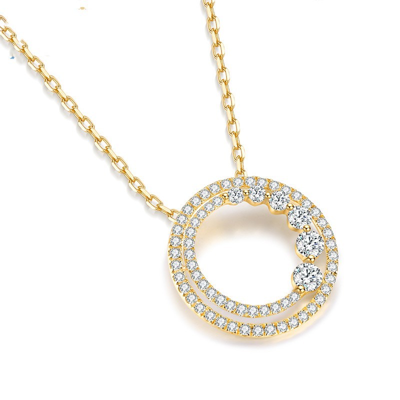 18K Gold Roségold Diamant-Halskette Rund