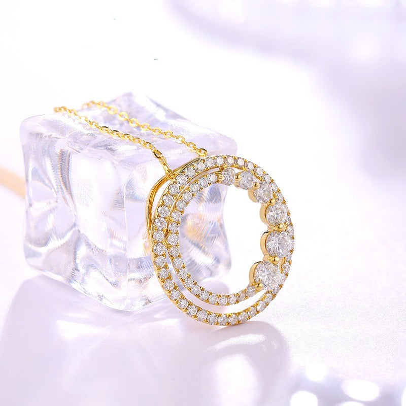 18K Gold Roségold Diamant-Halskette Rund