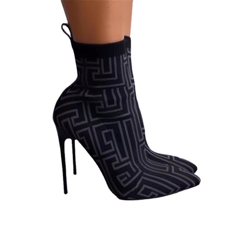 Women's High Heel Boots - Fashionable over-the-knee boots with pointed toe and thin heel