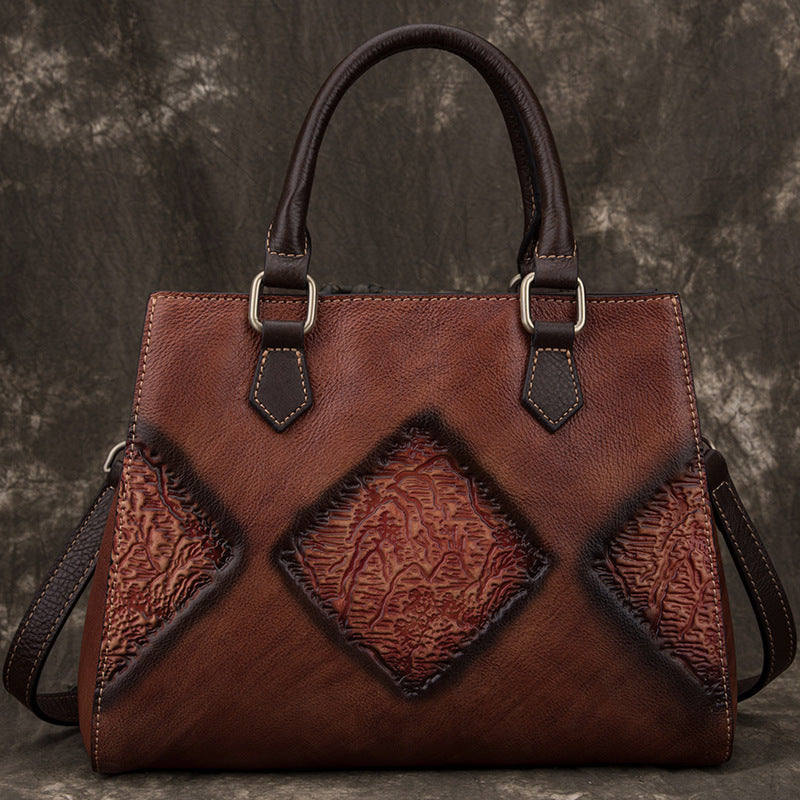Retro Damen-Handtasche aus Top-Schicht Rindsleder – Europäischer und Amerikanischer Stil