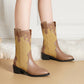 Women's cowboy boots - fashionable mid-calf boots with low heels 