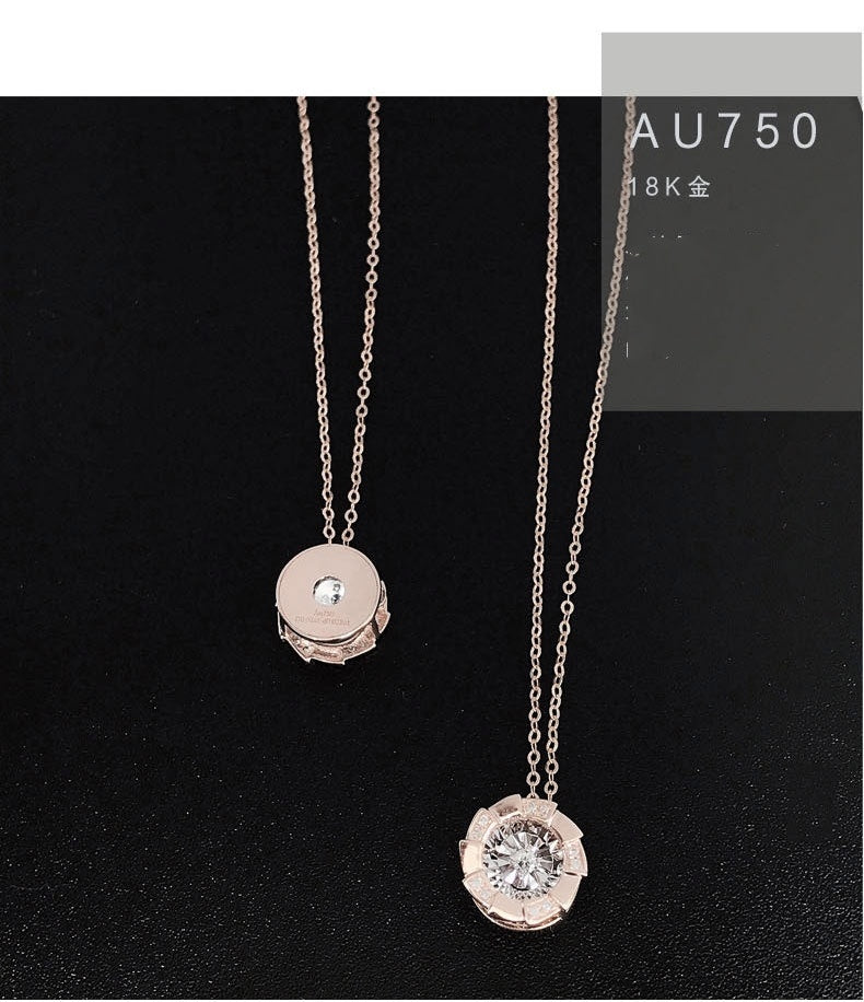 Roségold Pulsierendes Herz Diamant Anhänger Klavikula Kette
