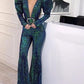 Women's New Sequin Lace Jumpsuit With Long Trousers
