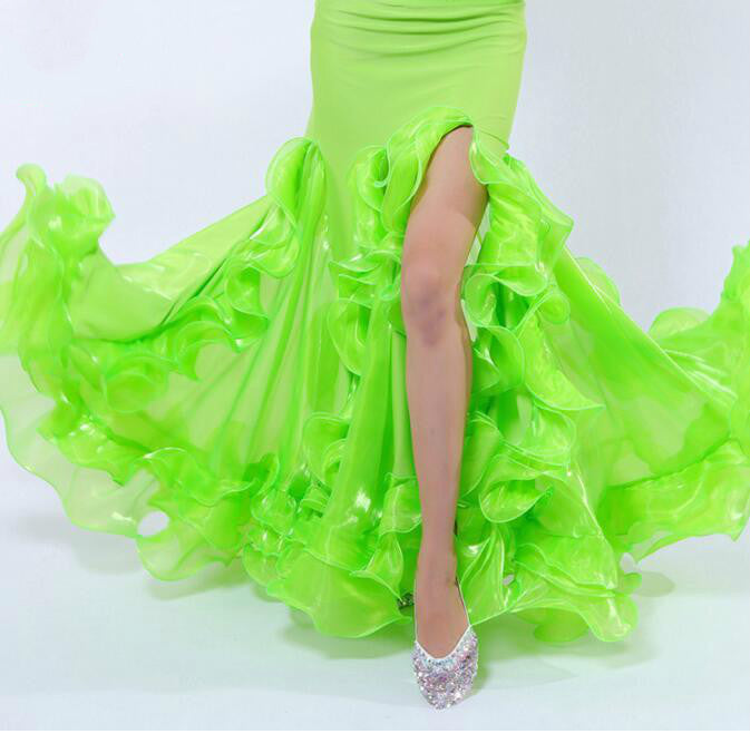 belly dance performance long skirt with slit and hems