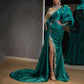 Elegantes Fishtail-Abendkleid mit goldenen Akzenten