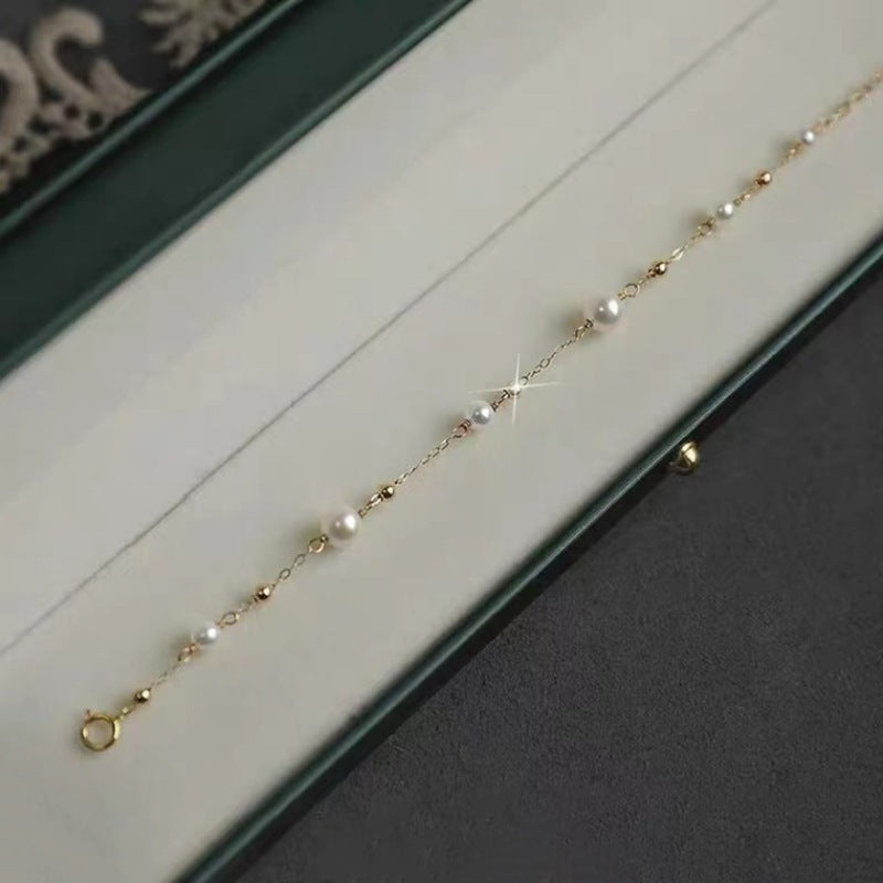 18K Gold Stern Perlen-Armband