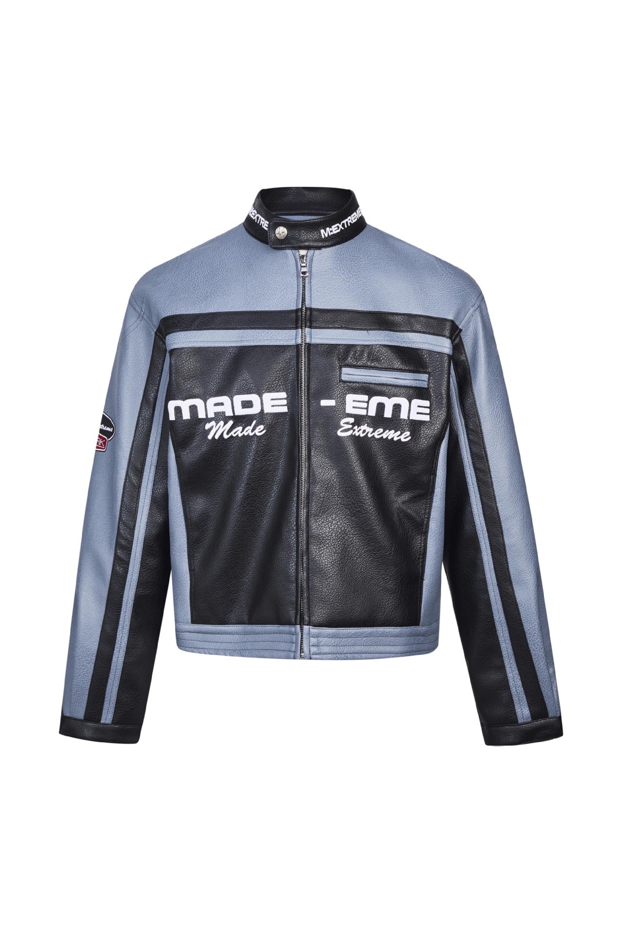 American motorcycle jacket with contrast stitching – fashionable PU leather look for spring and autumn