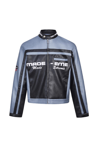 American motorcycle jacket with contrast stitching – fashionable PU leather look for spring and autumn