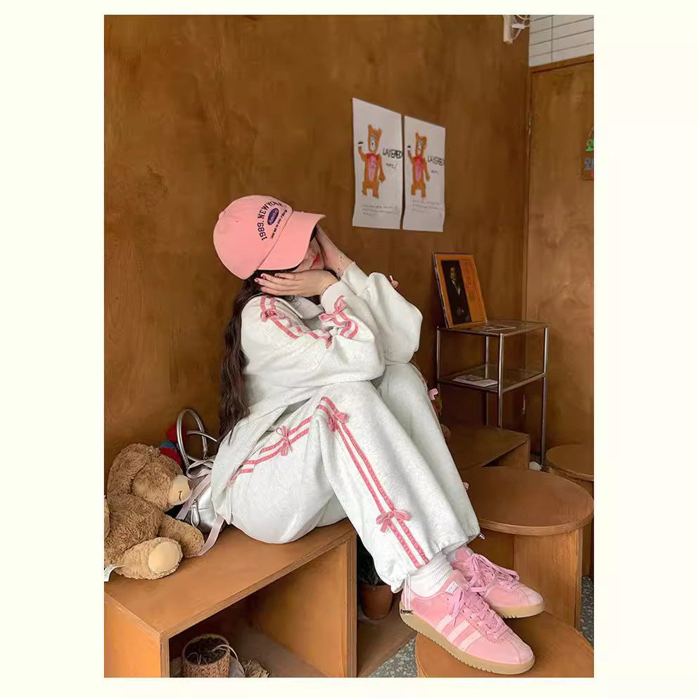 Sport- und Freizeit-Sweater-Mantel mit gerade geschnittener Hose – Für Damen im lässigen Stil