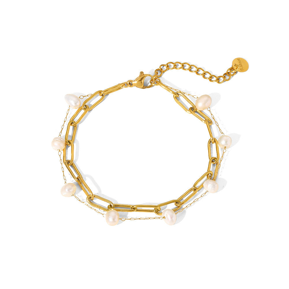 Französisches Elegantes Armband – Damen Süßwasserperlen-Armband