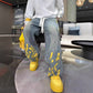Herren-Casual-Jeans mit handgemaltem Inkjet-Druck