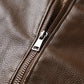 Men's leather jacket with lapels and fleece lining