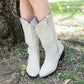 Women's Western Cowboy Boots - Fashionable boots with pointed toe and medium shaft