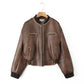 Retro leather jacket in used look – street style short jacket for women in American style