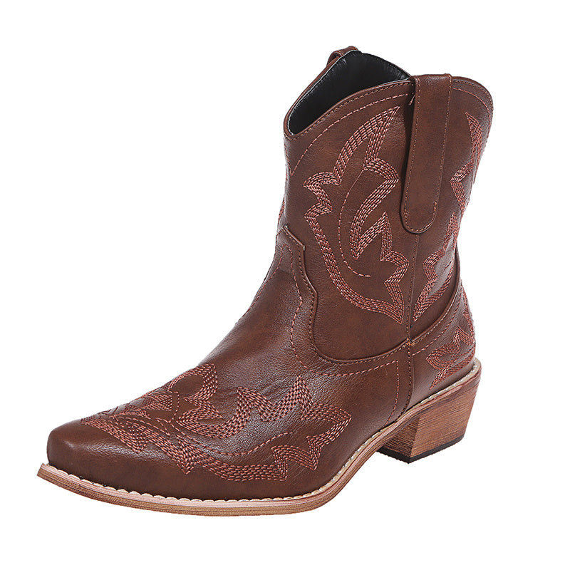 Women's Cowboy Boots - Embroidered Western Wedge Boots