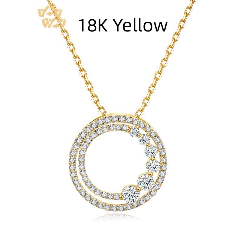 18K Gold Roségold Diamant-Halskette Rund