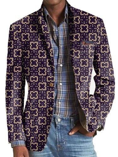 men's suit with striped check pattern