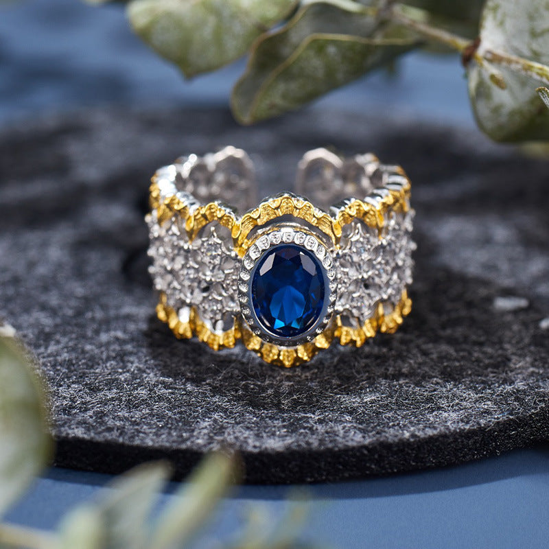 Vergoldeter Zweifarbiger Ring im Palaststil – Retro-Luxus für Damen und Herren