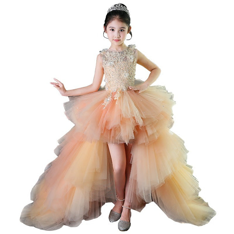 Evening dress for girls with princess train