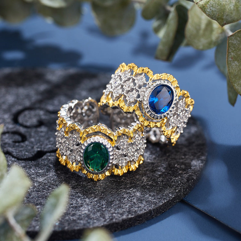 Vergoldeter Zweifarbiger Ring im Palaststil – Retro-Luxus für Damen und Herren