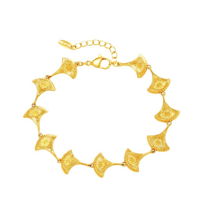 Vergoldetes Ginkgo-Blatt-Armband – Eleganz in Schlichtheit
