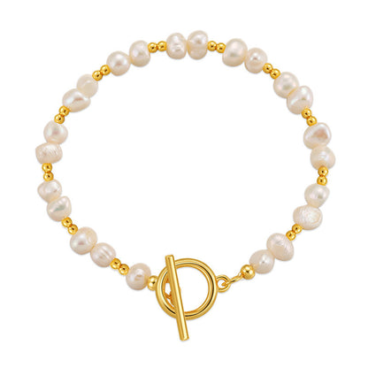 Elegantes Handgemachtes Armband mit Natürlichen Süßwasserperlen