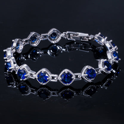 Elegantes Strass-Ketten Armband in Weißgoldfarbe mit Funkelnden Kubischen Zirkonien für Damen