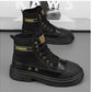 Herren Motorradstiefel – Dicke Sohle, Canvas-Stil für Freizeit und Arbeit