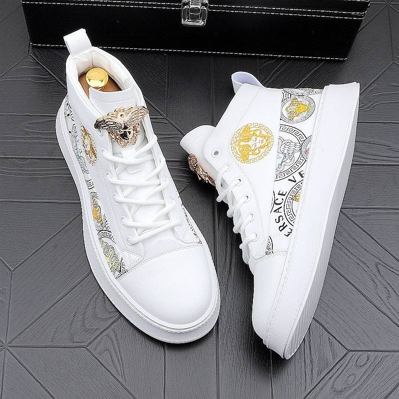 Men's Fashion Personality Versatile Print Board Shoes – Stilvolle High-Top-Sneaker für den Alltag