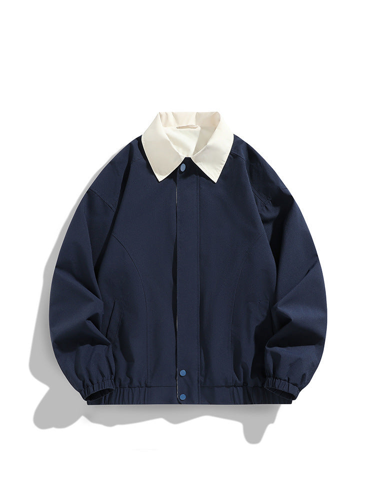 Pure color all-matching polo collar jacket