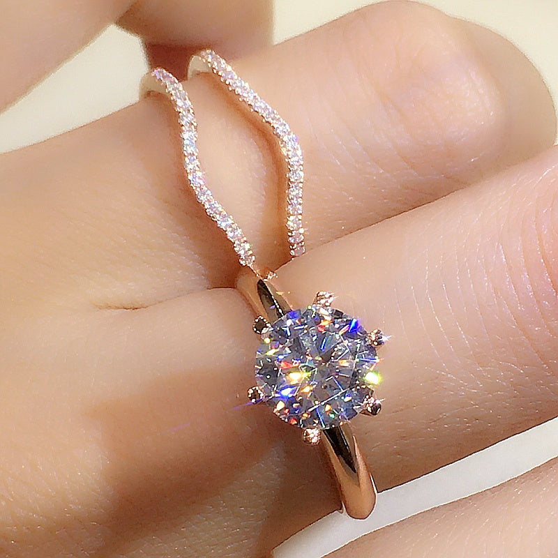 18K Gold Zwei-in-eins Mosanit Ring für Frauen