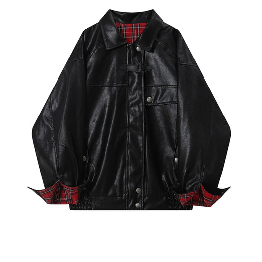 Plaid Stitching Jacket, Coat, Double-Sided