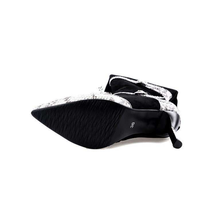 Women's Knee High Boots - Sexy High Heels with Snakeskin Design