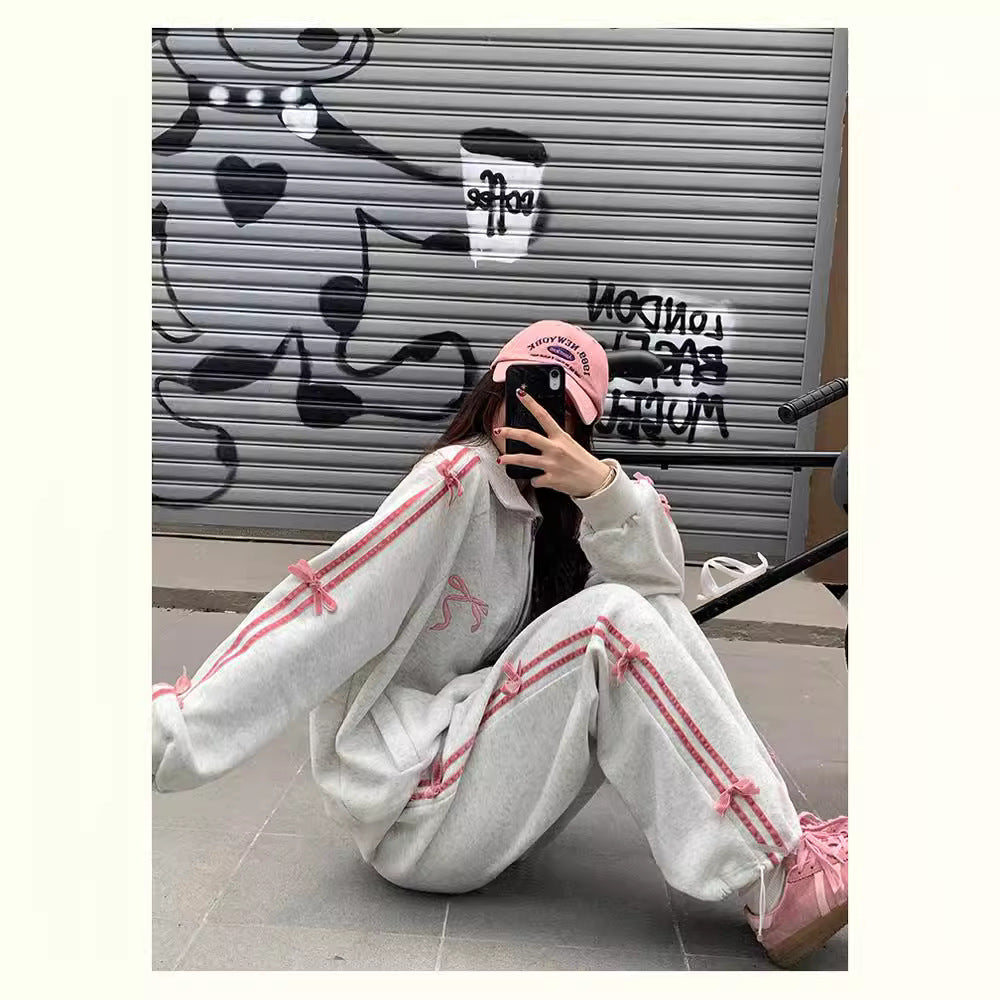 Sport- und Freizeit-Sweater-Mantel mit gerade geschnittener Hose – Für Damen im lässigen Stil