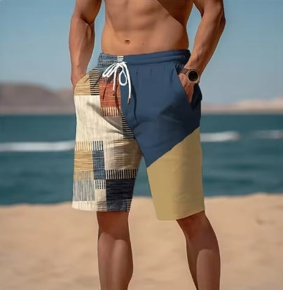 Neue Sommer-Atmungsaktive Hawaiianisch Bedruckte Karierten Herren-Shorts
