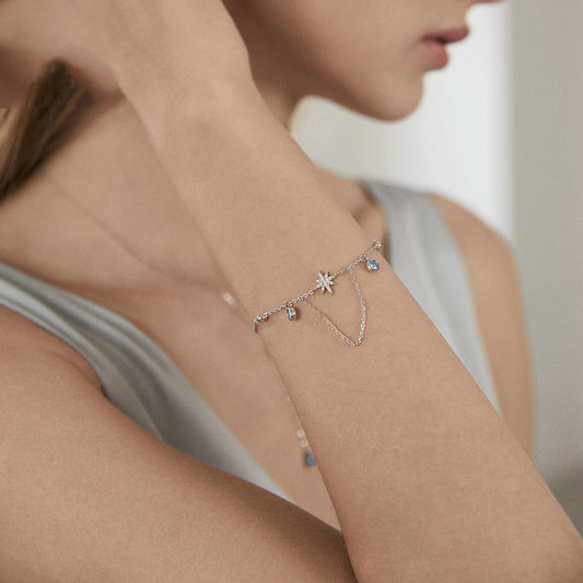 Pulsera geométrica plateada elegante de moda para mujer