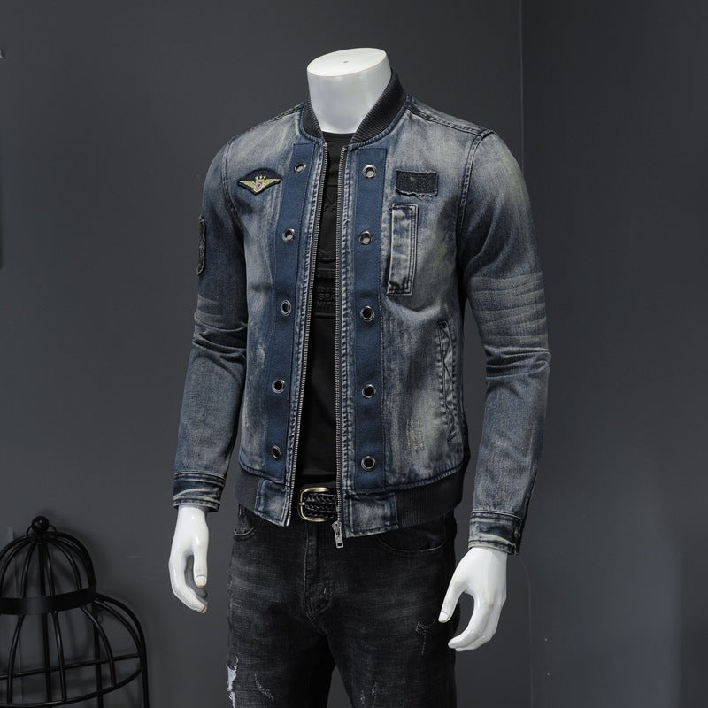 Stehkragen Herren-Fluganzug Denimjacke Herrenjacke
