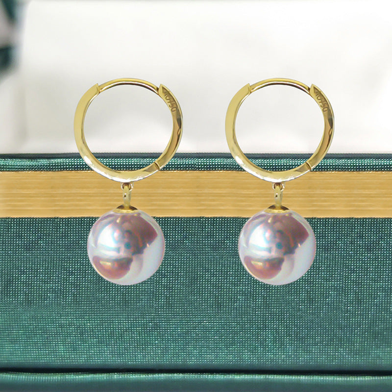 Pendientes de perlas de agua dulce de oro de 18 quilates AU750